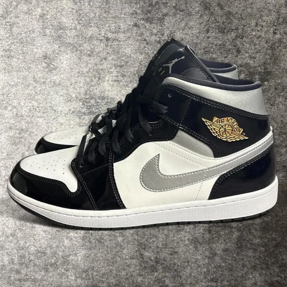 Nike Air Jordan 1 Mid SE Black White Metallic Silver Men’s Size 13 HV0789-010